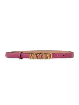 Кожаный ремень с логотипом Moschino, фуксия