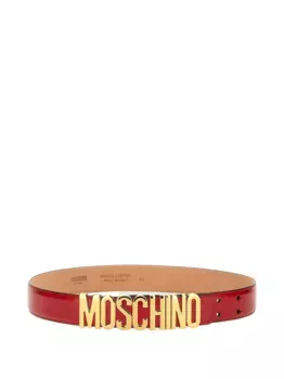 Кожаный ремень с логотипом Moschino, красный