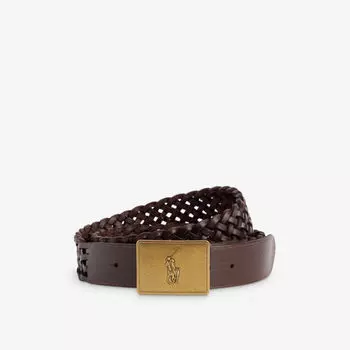 Кожаный ремень с логотипом Polo Ralph Lauren, коричневый