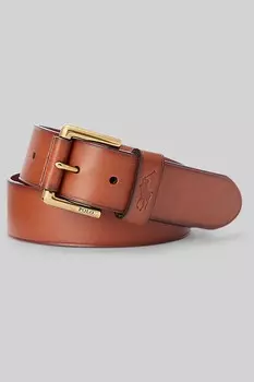 Кожаный ремень с логотипом Pony Polo Ralph Lauren, коричневый
