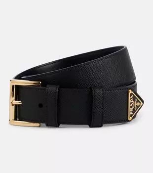 Кожаный ремень с логотипом Prada