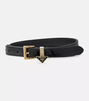 Кожаный ремень с логотипом Prada, Nero/R