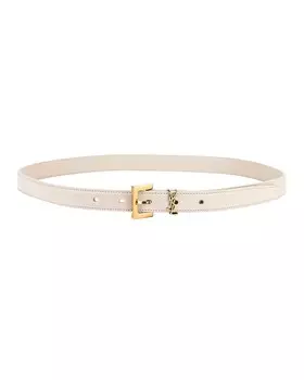 Кожаный ремень с логотипом Saint Laurent, экрю