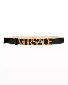 Кожаный ремень с логотипом Versace