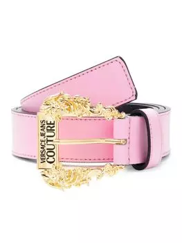 Кожаный ремень с логотипом Versace, цвет Baby Pink