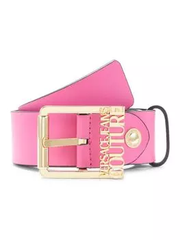 Кожаный ремень с логотипом Versace, цвет Hot Pink
