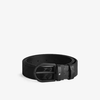 Кожаный ремень с логотипом в виде подковы Montblanc, черный