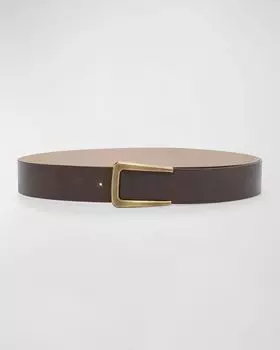 Кожаный ремень с логотипом в винтажном стиле Brunello Cucinelli, цвет C8279 Dark Brown