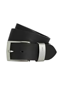 Кожаный ремень с матовой застежкой Pierre Cardin, черный