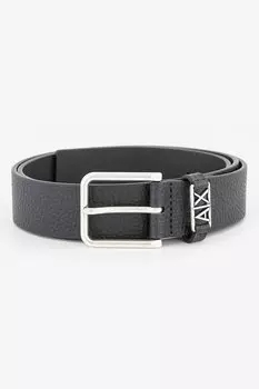 Кожаный ремень с металлической пряжкой Armani Exchange, черный