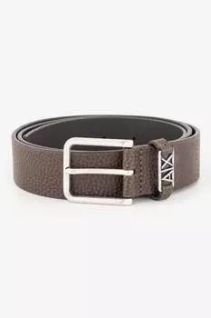 Кожаный ремень с металлической пряжкой Armani Exchange, коричневый