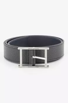 Кожаный ремень с металлической пряжкой Armani Exchange, черный