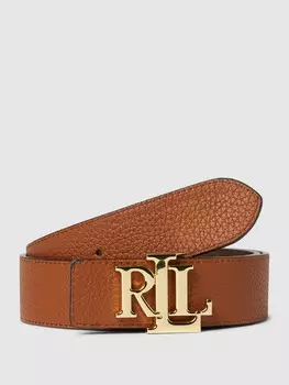 Кожаный ремень с металлической пряжкой Lauren Ralph Lauren, коньячный цвет