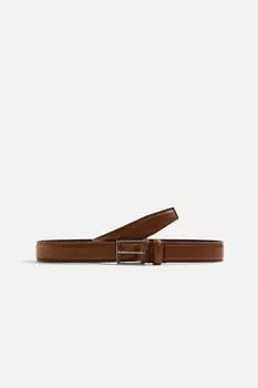 Кожаный ремень с отстрочкой сверху ZARA, цвет Leather