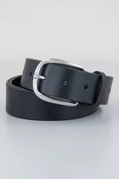 Кожаный ремень с овальной пряжкой Guess, черный