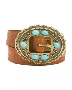 Кожаный ремень с овальной пряжкой из камня Most Wanted, цвет Tan