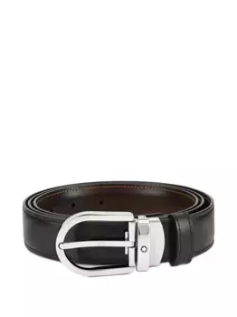 Кожаный ремень с овальной пряжкой MONTBLANC, черный