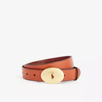 Кожаный ремень с овальной пряжкой Polo Ralph Lauren, коричневый