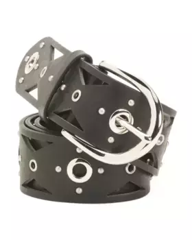 Кожаный ремень с овальной пряжкой, украшенный люверсами Made In Italy Martina Mori, черный