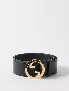 Кожаный ремень с переплетением g Gucci, черный