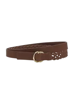 Кожаный ремень с плетеным элементом RIANI, цвет castagna