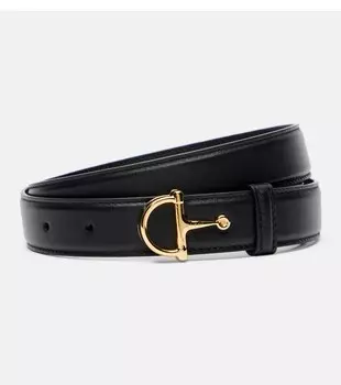 Кожаный ремень с подвеской Horsebit Gucci, черный