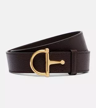 Кожаный ремень с подвеской Horsebit Gucci, Wood Ebony