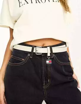 Кожаный ремень с подвесным флагом и металлической бляшкой Tommy Jeans