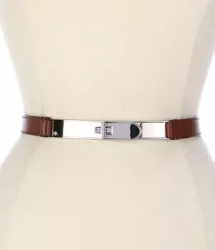 Кожаный ремень с поворотным замком Lauren Ralph Lauren, коричневый