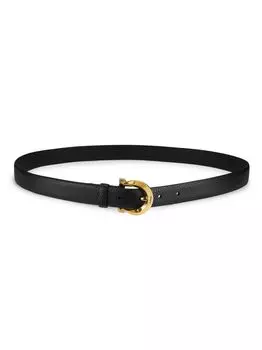 Кожаный ремень с пряжкой Gancino FERRAGAMO, черный