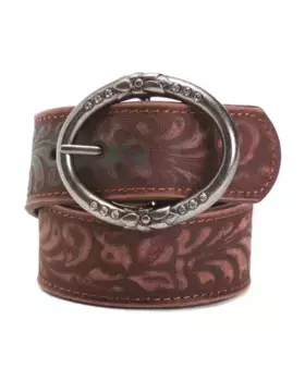 Кожаный ремень с пряжкой и кольцом, украшенным стразами Most Wanted, коричневый