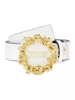 Кожаный ремень с пряжкой и логотипом Versace, белый