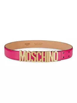 Кожаный ремень с пряжкой-логотипом Moschino, фуксия