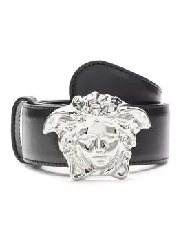 Кожаный ремень с пряжкой Medusa Versace, черный