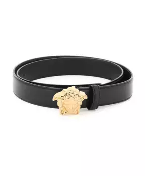 Кожаный ремень с пряжкой Medusa Versace, черный