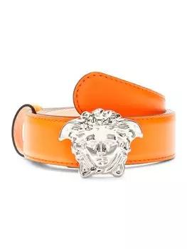 Кожаный ремень с пряжкой Medusa Versace, оранжевый