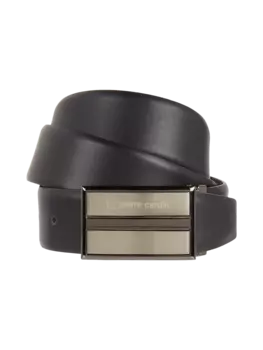 Кожаный ремень с пряжкой Pierre Cardin, черный