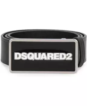 Кожаный ремень с пряжкой с логотипом Dsquared2, черный