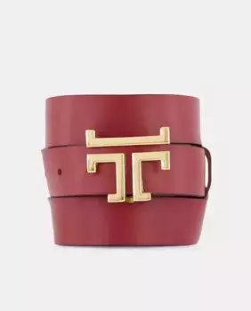 Кожаный ремень с пряжкой с логотипом Latouche, цвет 600 Rojo