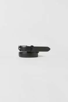 Кожаный ремень с пряжкой Zara, черный