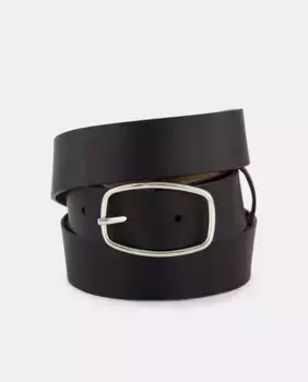 Кожаный ремень с серебряной пряжкой Latouche, черный
