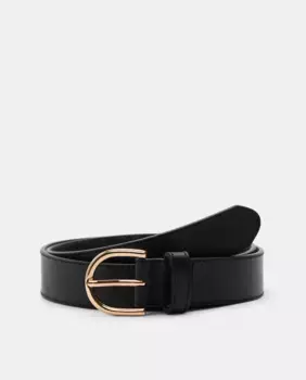 Кожаный ремень с серебряной пряжкой Latouche, чёрный