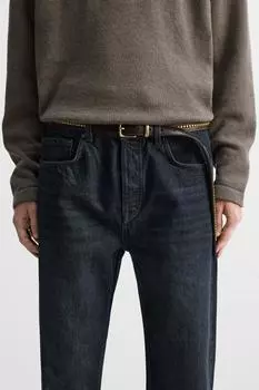 Кожаный ремень с шипами ZARA, коричневый