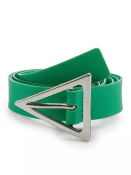 Кожаный ремень с треугольной пряжкой Bottega Veneta, цвет Parakeet Green