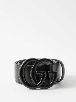 Кожаный ремень с узором gg marmont Gucci, черный