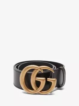 Кожаный ремень с узором gg marmont Gucci, черный