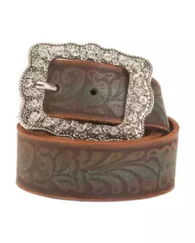 Кожаный ремень с винтажной пряжкой со стразами Most Wanted, коричневый