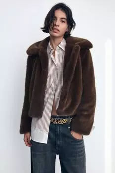 Кожаный ремень с животным принтом ZARA, цвет leopard