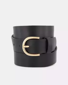 Кожаный ремень с золотой пряжкой Latouche, черный