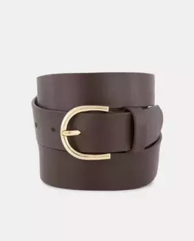 Кожаный ремень с золотой пряжкой Latouche, коричневый